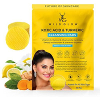 Wildglow Turmeric & Kojic Acid Face Cleansing Pads For Dark Spots, Skin Brightening & Acne Prevention | Vitamin C, Retinol & Chamomile Hydrolat | For Women & Men | All Skin Type | 40 Pieces Pack Of 1