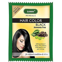 Sunny Herbals Hair Color Black With Unique Blend Of Henna, Amla, Shikakai & Bhringraj Herbs | Penetrates Every Strand And Colors From Root To Tip | Ammonia Free | Unisex Hair Color For All Hair Type, (Pack Of 6)