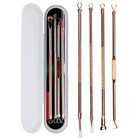 Macplus 4Pcs Blackhead Pimple Golden Remover Tools For Professional Tweezers Kit For Remove Acne Comedone Extractor, Black Heads Removing On Face Removal