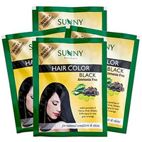 Sunny Herbals Hair Color Black With Unique Blend Of Henna, Amla, Shikakai & Bhringraj Herbs | Penetrates Every Strand And Colors From Root To Tip | Ammonia Free | Unisex Hair Color For All Hair Type, (Pack Of 4)