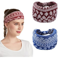 Hodaqe Headbands For Women, Non-Slip, Premium Stretchy Bohemian Head Bands Hair Accessories,Wear For Yoga, Fashion, Working Out, Travel Or Running, 2 Pack