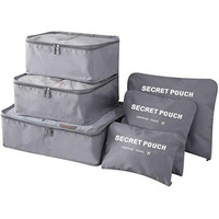 Flyngo 6 Pcs Travel Organizer Pouch Packing Cubes For Clothes, Toiletries, Luggage, Space Savers Bags For Cosmetics/Underwear/Socks/Shoes For Women And Men (Grey)