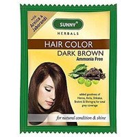 Sunny Herbals Hair Color Dark Brown With Unique Blend Of Henna, Amla, Shikakai & Bhringraj Herbs | Penetrates Every Strand And Colors From Root To Tip | Ammonia Free | Unisex Hair Color For All Hair Type, (Pack Of 12)