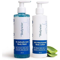 Be Bodywise Body Acne Reduction Kit With 1% Salicylic Acid Body Wash & 10% Niacinamide Hydrating Face & Body Lotion | Prevents Body Acne, Exfoliates & Promotes Glowing Skin | 450 Ml