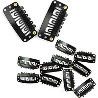 Temperia Hair Extension Clips For Women & Men (12 Pcs) - Hair Patch Clip - Hair Attached Snap Wig Clips (Black) (3.4 Cm)