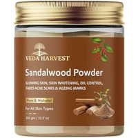Veda Harvest Sandalwood Powder 300Gm For Glowing Skin,De Tan, Oil Control, Fades Acne Scars & Ageing Marks | Chandan Powder | Sandalwood Powder For Face Pack |