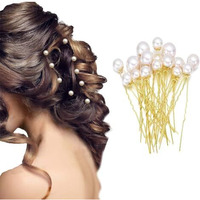 Temperia (12Pcs) Pearl U Pins Hair Accessories For Women & Girls - Decoration Pearls Beads Hair Clip For Bride Hairstyle - For Wedding/Parties (Mn01)
