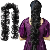 Temperia Messy Hair Frill Extension For Women & Girls - Premium Braid Ponytail Hair Accessories - Brown - 1 Pc