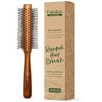 Fabskin Wooden Round Hair Brush | Men And Women | For Adding Curls, Volume, Waves, Quick Blowout, Straightening, Curling, Drying, Volumizing Hairs & Scalp Massage | Hair Roller Brush For Hair Styling