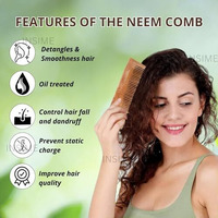 Insime Neem Wooden Comb For Women Hair Growth | Kacchi Herb Treated Neem Wood Comb For Men Women | Wide Tooth Hair Comb For Men & Women (Pack Of 2)