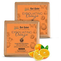 Nat Habit Exfoliating Orange Butter Bath Soap With Ayurvedic Cold Processed For Brightening, Scar Reduction, Exfoliation,Tan Removal (Pack Of 2 X 125Gm)