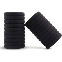 Seeotwo Black Hair Ties Soft Premium Elastic No Damage Seamless Ouchless Soft Stretchable Non-Slip Cotton Rubber Bands, Thick Thin Hair, Ponytail Holders, Scrunchy, Men, Women, Boys, Girls (20)