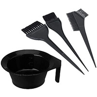 Avnish 4 Pc Of Hair Color Comb, Dye Brush And Color Mixing Bowl Colouring Kit (Black) (Hair Dye Bowl And 3 Brush)