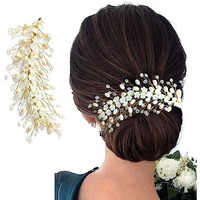 Hair Flare Hair Accessories For Women & Girls, Stylish For Wedding - Artificial Flowers & Pearl Style Juda Bun - Floral Bridal Brooch & Hair Pins - Hairstyle Decoration Bride Clips - 2640