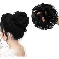 Temperia Hair Accessories For Women Stylish - Juda Hair Buns - Messy Bun Hair Extension - Artificial Fake Donuts Maker Scrunchies - With Elastic Rubber Band - Black - 1 Pc - (25Gr)