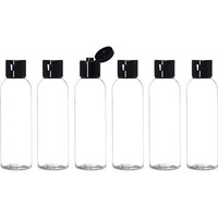 Hian Empty Clear Plastic Travel Bottles | 100Ml, Pack Of 6 (14X4 Cm) | Bpa-Free, Black Flip Caps | Compact, Travel-Friendly Design | Perfect For Toiletries, Sanitizers, Lotions, And Travel Essentials