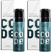 Wild Stone Code Steel No Gas Body Perfume For Men, Long Lasting Refreshing Fragrance For Office Wear, Pack Of 2 (120Ml Each, Spray)