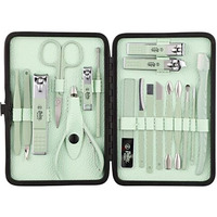 Beaut Secrets Luxury Nail Cutter Set, 18 Pieces Grooming Kit (Eyebrow Razor, Tweezer, Hair Plucker, Baby Nail Cutter, Ear Cleaner,Nail Cleaner,) Pedicure Gift For Men And Women (Green)