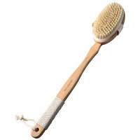 Detachable Wooden Bath Brush With Long Handle - Natural Bristles For 2-In-1 Wet & Dry Brushing Exfoliation, Blood Flow Stimulation - Body Scrubber For Smooth Skin & Reducing All Skin Types (Bath Brush)