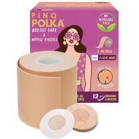 Pinq Polka Breast Lift Tape (1 Pcs) With 10 Nipple Pasties| Perfect Shape Enhancer For Women |Breathable|Skin Friendly Adhesive |Up To 12 Hrs Sticking Capacity|Nude Colour|7.5Cm Wide & 5M Long