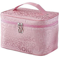 Wolpin Pink Makeup Organizer Pouch Professional Large Cosmetic Kit Storage Travel Toiletry Vanity Bag With Big Compartment, Makeup Brush Holder (22 X 16 X 15 Cm)