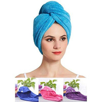 Sellsworld Quick Turban Hair-Drying Absorbent Microfiber Towel/Dry Shower Caps/Bathrobe Hat/Magic Hair Wrap For Women (Multi Color)(Set Of 1) - 1 Tc