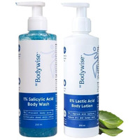 Be Bodywise 5% Lactic Acid Body Lotion (200Ml) & 1% Salicylic Acid Bodywash (250Ml) For Women | Helps To Prevent Body Acne, Cleanses Skin & Nourishes Skin | Paraben And Sls Free