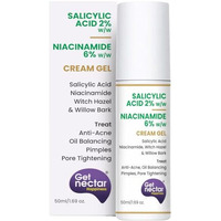 Get Nectar Happiness 2% Salicylic Acid 6% Niacinamide Acne Treatment Gel With Oil-Free For Active Acne, Pimples Oil Balancing, Pore Tightening & Brightens And Smoothens 50Ml