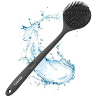 Soft Silicone Back Scrubber Shower Bath Body Brush With Long Handle, Bpa-Free, Hypoallergenic, Eco-Friendly (Multicolor) (Pack Of 1)