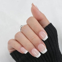 Insime French Nails Press On Artificial Nails For Women | Korean Fake Nails Set Short Pink Nails Extension For Women & Girls | Reusable Pep Nails, Stick On False Nails For Girls
