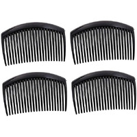 Dazzlediva Thin Side Comb 4Pcs (Black) Hair Clip Hairpin Plastic Hair Slides Side Comb Juda Pin Slide Clip Hairpin Side Combs Hair Accessories For Women And Girls Pack Of 4