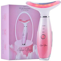 Igloo Glow 7-In-1 Led Light Therapy Facial Massager  Face & Neck Beauty Device With Heat, Vibration & Anti-Aging Benefits  Home Spa Tool With 1-Year Warranty (Pink)