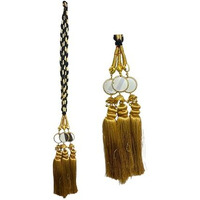 Vtn Women's Patiala Shahi Parandi/Paranda/Traditional Braid Extension/Punjabi Choti With Mirror & Tassles (Dno7-Golden)