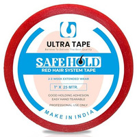 Safehold Hair Patch Red Tape| Hair Wig Red Tape | Ultra Hold Tape | Double-Sided Hair Patch Red Tape | Cotton-Cloth Red Tape | Waterproof | Maximum Hold Upto 2 Weeks (Red, 1 Inch, 25 Metre)(Pack Of 1)