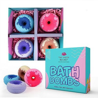 The Body Bucket - Aqua, Rose, Lavender & Vanilla Donut Bath Bombs | All Natural Handcrafted With Aromatic Fragrance - Bath Gift For Kids, Men & Women 65 Gm Each (Pack Of 4)