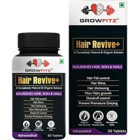 Growfitz Hair Revive+ | Ayurvedic & 100% Natural | Hair Growth, Skin, Nails | For Men & Women - 30 Veg Tablets (Pack Of 1)