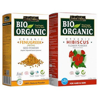 Indus Valley Bio Organic Natural And Pure Fenugreek Powder (Methi Powder) With Hibiscus Powder | Hibiscus Rosa-Sinensis For Skin Care & Hair Care (100G*2=200G)