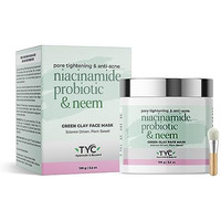 Tyc Green Clay Face Mask With Niacinamide, Probiotics, Neem | Anti-Acne And Pore Cleansing Clay Mask For Oily, Acne-Prone Skin And Helps To Reduce Excess Oil | 100 Gm Pack Of 1