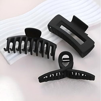 Pactiv New Black Hair Claw Korean Simple Temperament Matte Hair Clips Fashion Solid Color Hair Accessories(Pack Of 3)