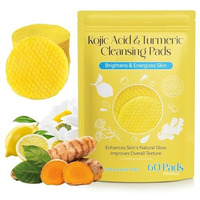 Piyubind Kojic Acid And Turmeric Cleansing Pads - 60 Count, Mild And Non-Irritating Turmeric Kojic Acid Pads For Face, Suitable For All Skin Types, Gentle Exfoliating Facial Pads