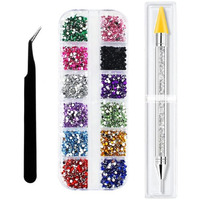 Sichumaria 12 Colors Rhinestones Gems Ab Nail Art Rhinestones Decorations For Diy Nail Art Crafts Nail Gems Stones Crystals With Rhinestone, 1 Pcs Rhinestone Picker Dotting Pen And 1Tweezer(1 Set )