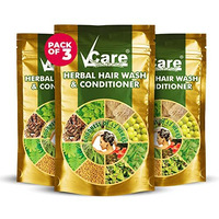 Vcare Herbal Hair Wash And Conditioner For Men And Women| 100% Natural With 12+ Herbs Amla, Shikakai, Bhringraj, Hibiscus Powder For All Hair Type,-100Gm (Pack Of 3)