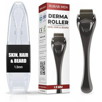 Rubab Men Derma Roller 1.5Mm For Hair Regrowth With Travel Case | Hair Roller & Derma Roller For Beard Growth Men | 540 Titanium Alloy Needles For Skin & Hair | Easy & Safe Use
