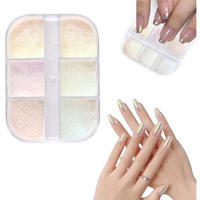 Chrome Nail Powder 6 Colours Nail Glitter Nail Art Accessories For Women