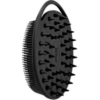 Rehair Ultra Soft 2-In-1 Body & Shampoo Brush, Exfoliating Silicone Bath Scrubber, Premium Silicone Loofah, Scalp Massager (Black, With Handle)