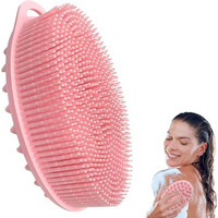 Inovera (Label) Silicone Bathing Scrubber - Exfoliating Cleaning Bath Brush  Soft Body Wash Shower Brushes (Rose Gold)