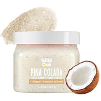 Wildoak Pina Colada Shea Butter Sugar Scrub | 300Gm | With Collagen & Peptides | Tan Removal | Lightens Dark Area Like Neck & Elbows | Smoothen Bumpy Legs & Hands | Ultra Hydrating & Exfoliating Scrub