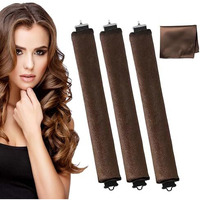 Panca Heatless Hair Curler  No Heat Curling Rod With Hook | Satin Hair Rollers For All Hair Types | Soft & Flexible Sleep-In Curlers | Effortless Blowout Curls Overnight (Brown)