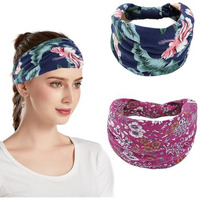 Hodaqe Headbands For Women Bohemian Head Bands Premium Stretchy Hair Accessories,Wear For Yoga, Fashion, Working Out, Travel Or Running (Blue+Red,2 Pcs) (Blue+Red, Uniform Size)
