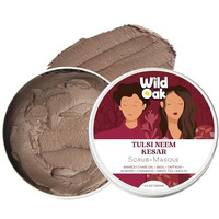 Wildoak Tulsi, Neem, Kesar & Multani Mitti Face Scrub & Mask | Anti-Acne & De-Tan | Fights Aging & Hyperpigmentation | Opens Pores & Exfoliates | Detoxifying Face Pack With Powerful Herbs | 100G